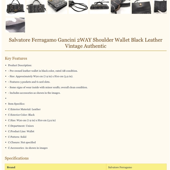 Salvatore Ferragamo Black Leather Handbag - Picture 10 of 10